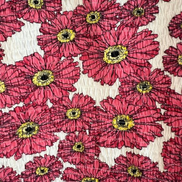 Zara Puff Off the Shoulder Sleeve Smocked Mini Dress in Pink Daisy size M - Picture 11 of 13